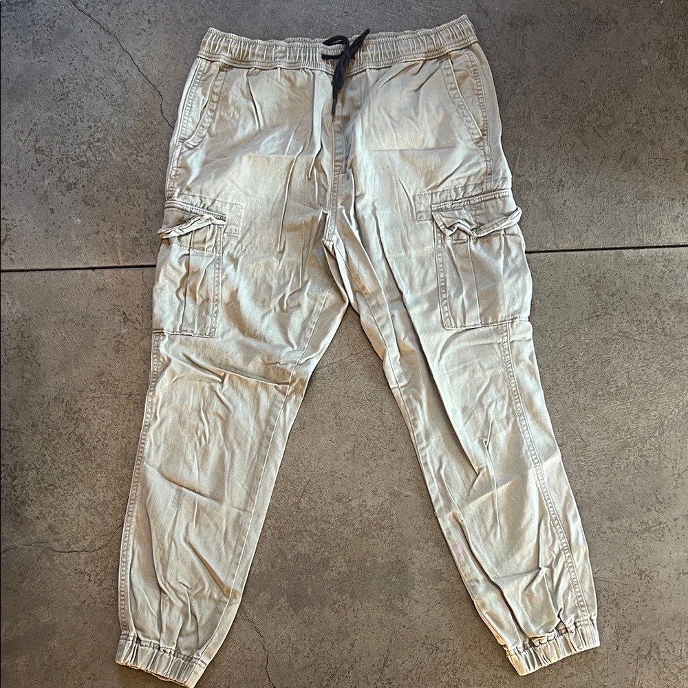 Aeropostale Light Beige Cargo Joggers with Drawstring